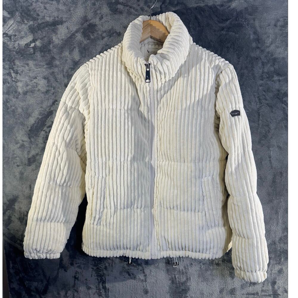 Koolaburra by UGG Womens Medium Ivory Corduroy Puffer Jacket Cream Quilted Coat
